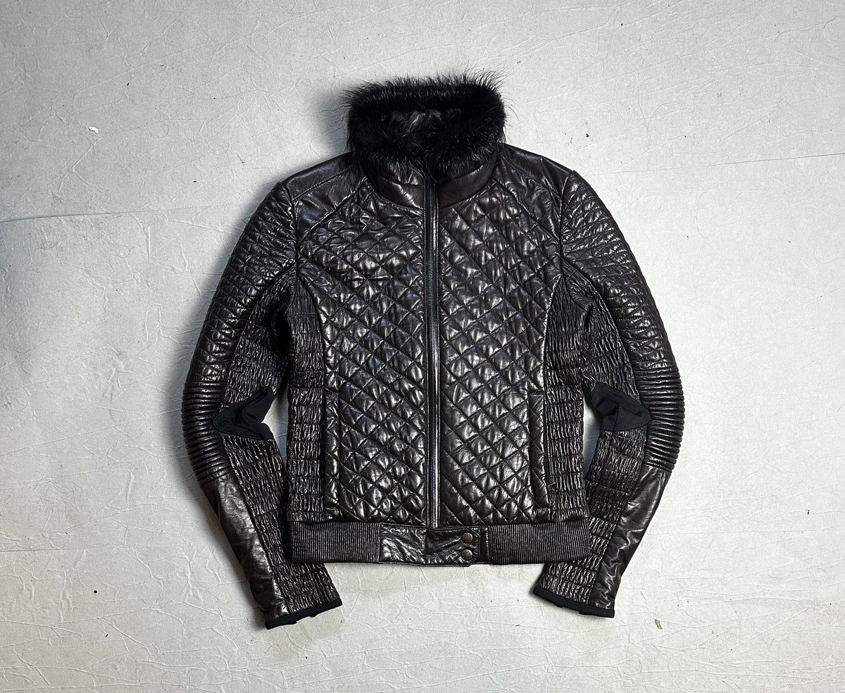 Prada Damen Lederjacke mit Fell (M WOMEN)