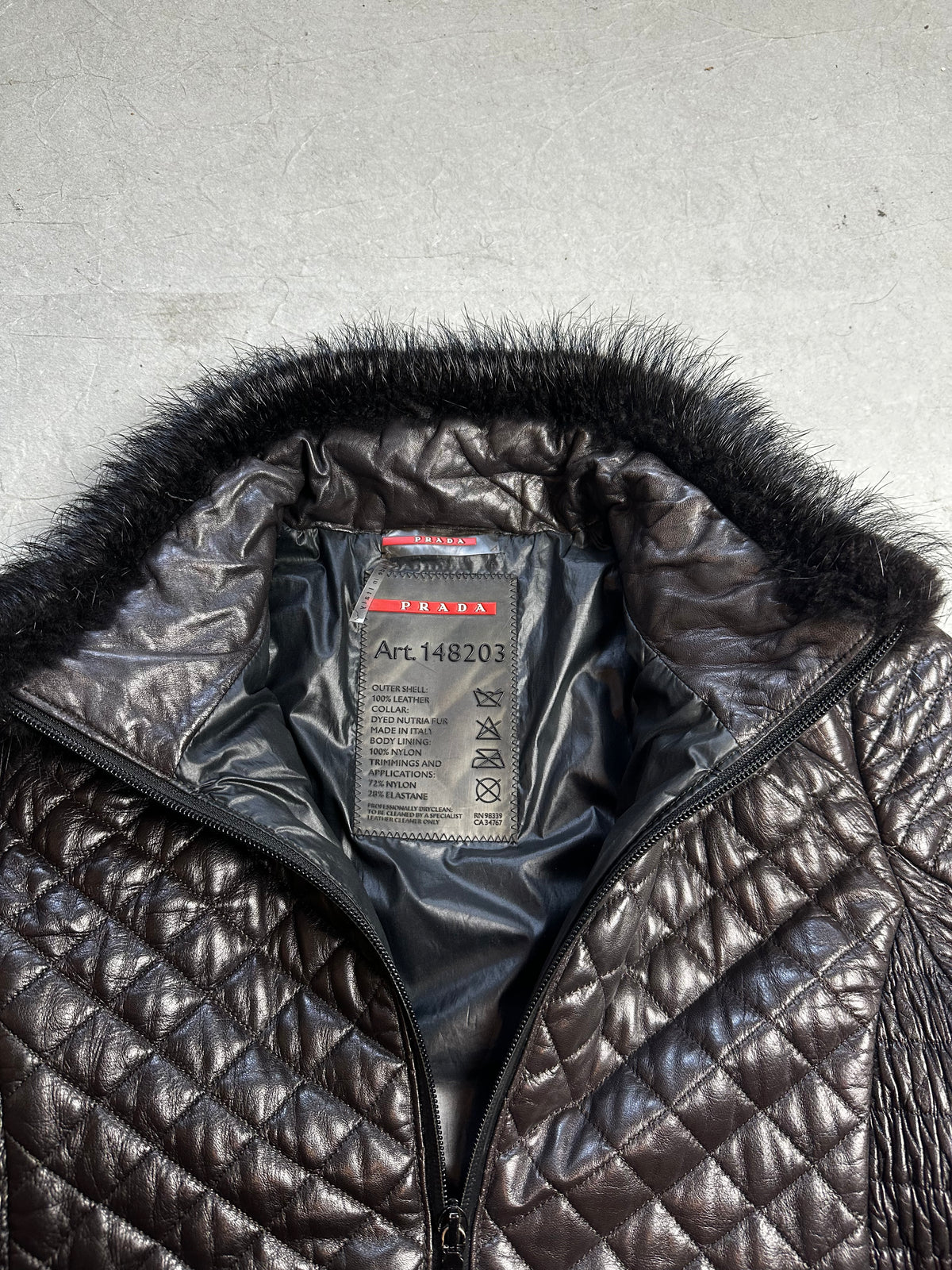 Prada Damen Lederjacke mit Fell (M WOMEN)
