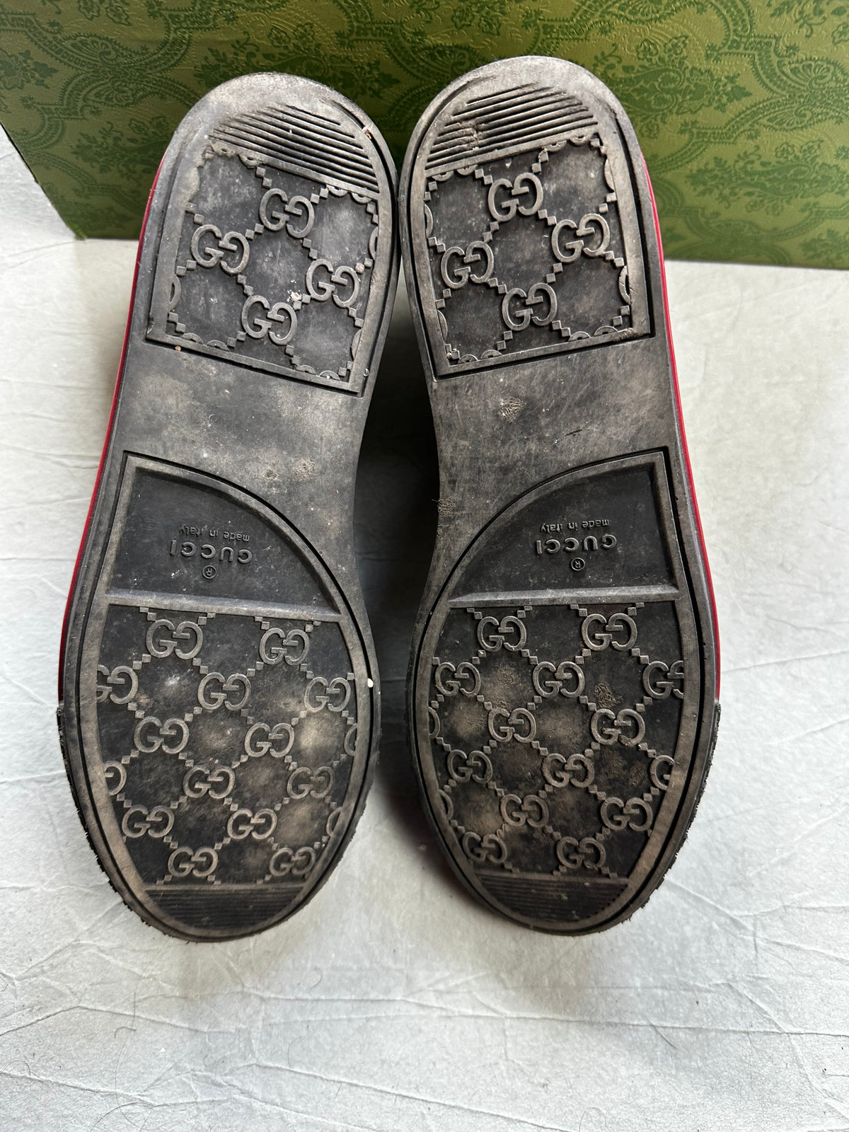 Golden High Top Gucci Monogram Sneaker (37 WOMEN)